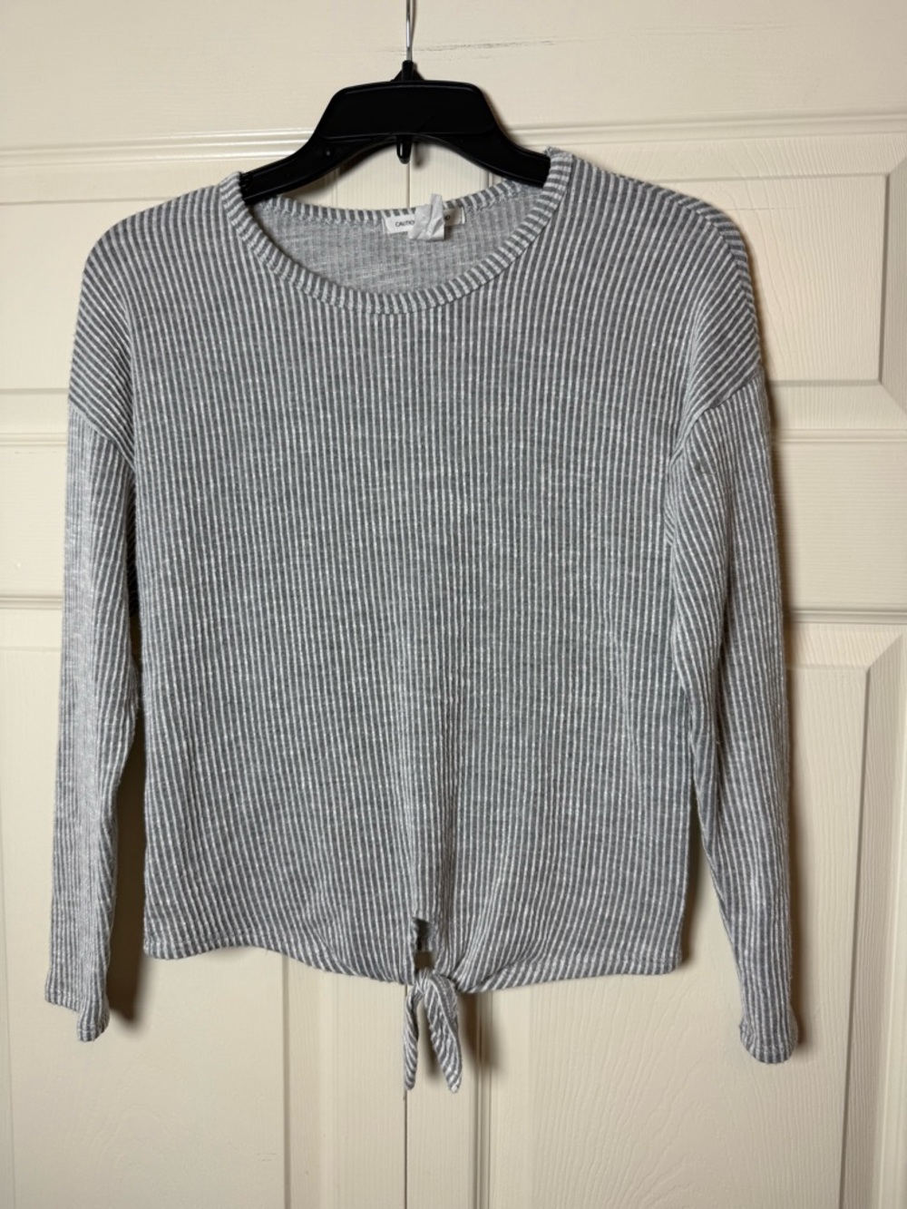 Caution‎ To The Wind Striped Knit Tie-Front Top